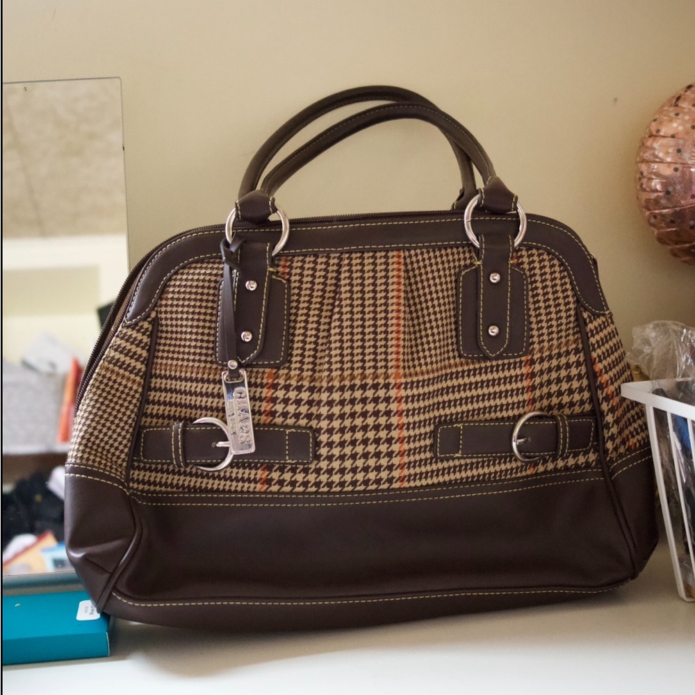 Chaps brown and Tan Houndstooth Handbag
